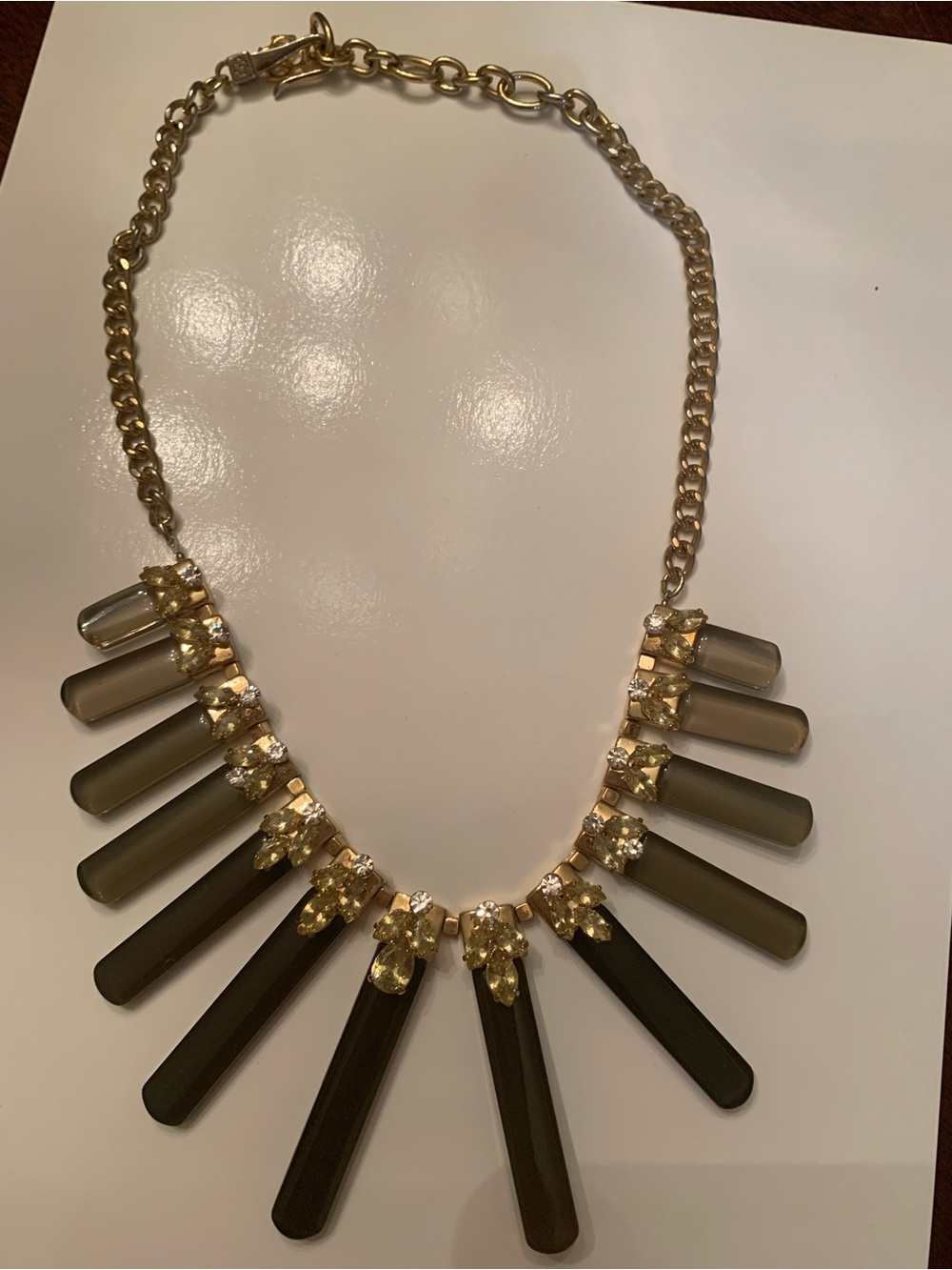 Vintage Ann Taylor Gold-Tone Statement Necklace with Smoky Gradient Pendants
